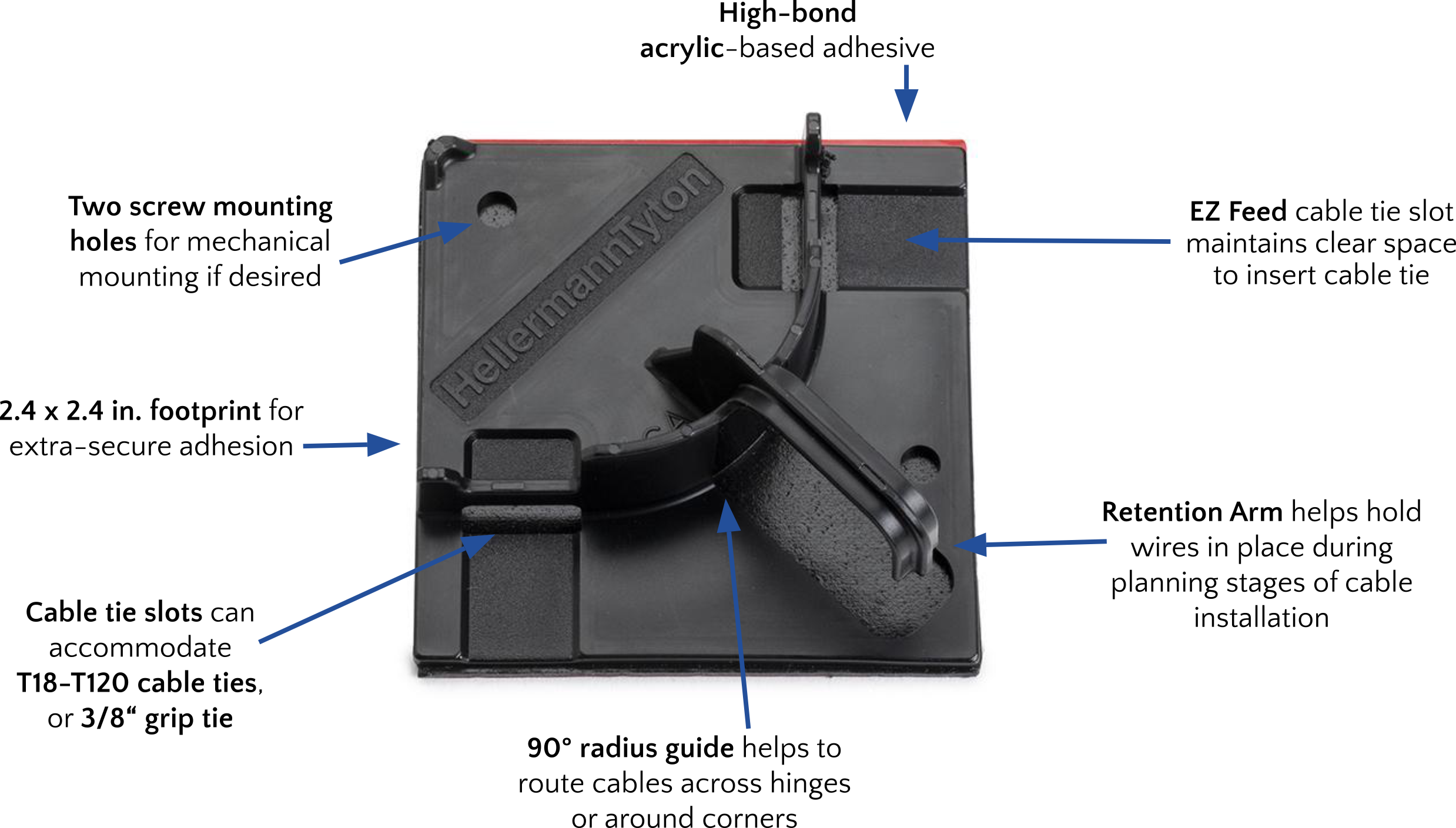 HellermannTyton Adhesive Cable Tie Anchor Mount